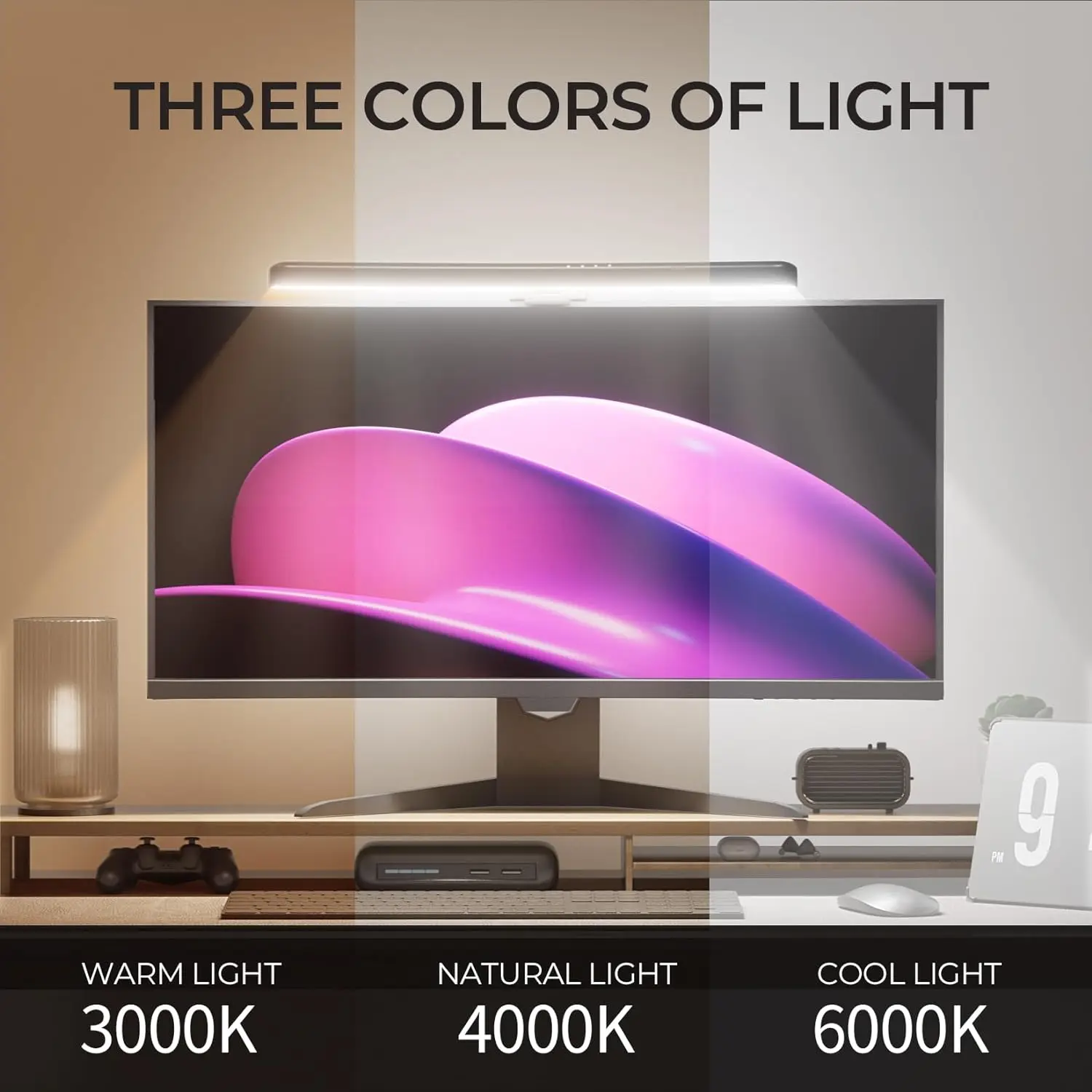شريط إضاءة منحني مع مصباح شاشة - مراجعة Gaming Monitor Curved وسعره