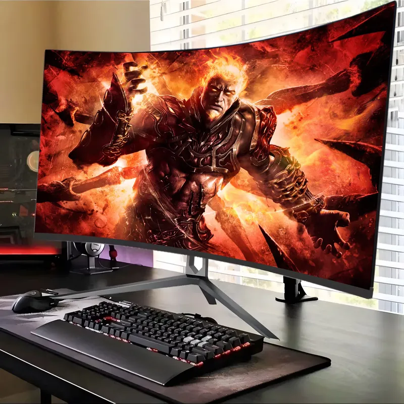 شاشة ألعاب منحنية FY 4K بتردد  - مراجعة Gaming Monitor Curved وسعره